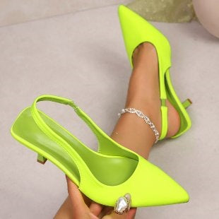Damen Elegante Slingback-Pumps mit glänzendem Riemendesign