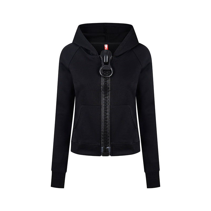 Damen Kapuzen-Sweatjacke mit übergroßem Reißverschluss und legerer Passform Nord Taschen