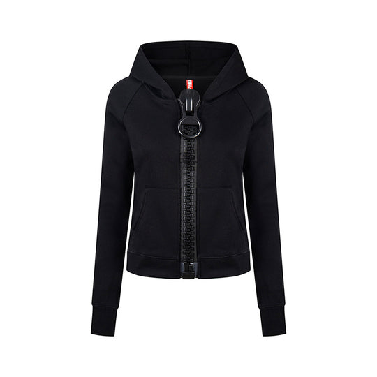 Damen Kapuzen-Sweatjacke mit übergroßem Reißverschluss und legerer Passform Nord Taschen
