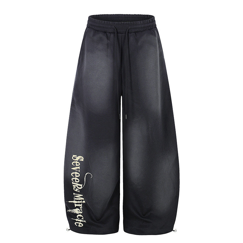 Damen Weite Palazzo-Jogginghose mit Komfortbund, Kordelzug und typografischem Seitenprint Nord Taschen