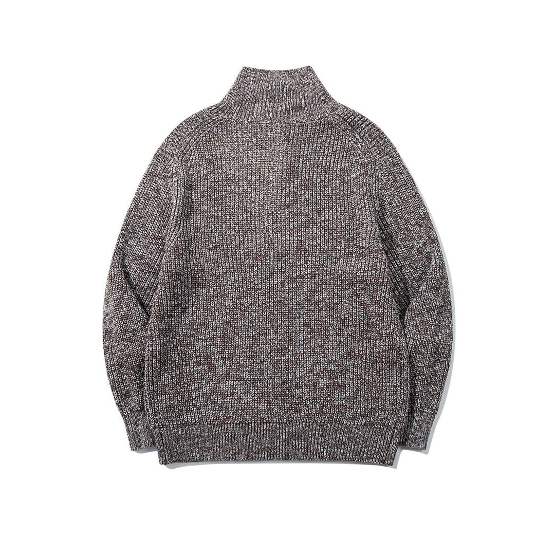 Unisex Grobgestrickter Rollkragenpullover mit halber Knopfleiste Nord Taschen