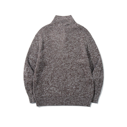 Unisex Grobgestrickter Rollkragenpullover mit halber Knopfleiste Nord Taschen