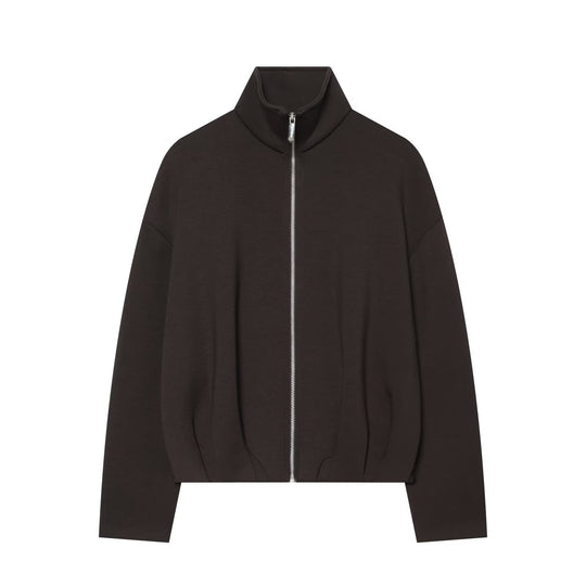 Damen Cropped Sweatjacke mit hohem Funnelkragen, durchgehendem Reißverschluss und tailliertem Saum Nord Taschen