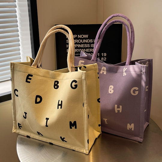 Damen Einkaufstasche mit buntem Alphabet-Design und stabilen Griffen Nord Taschen