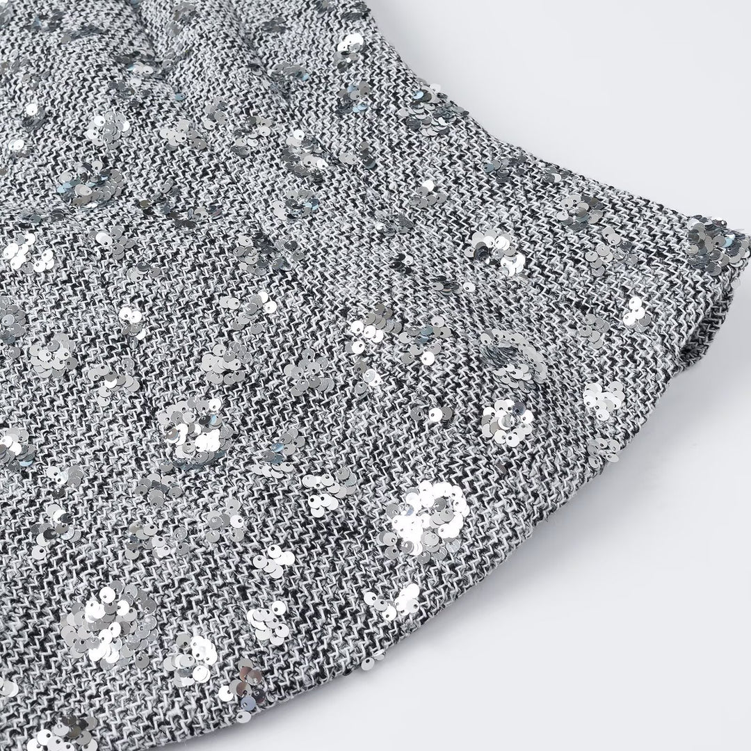 Damen Paillettenbesetztes ärmelloses Peplum-Top mit strukturierter Bouclé-Optik Nord Taschen