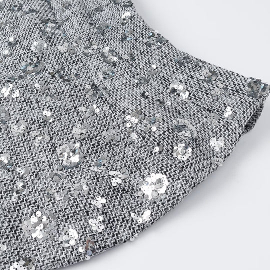 Damen Paillettenbesetztes ärmelloses Peplum-Top mit strukturierter Bouclé-Optik Nord Taschen