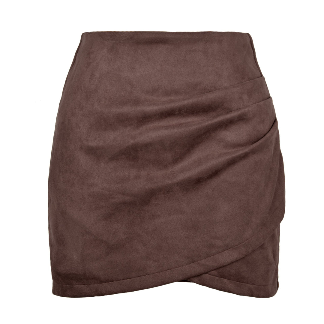 Damen High-Waist Wickelrock aus samtigem Mikrofaser