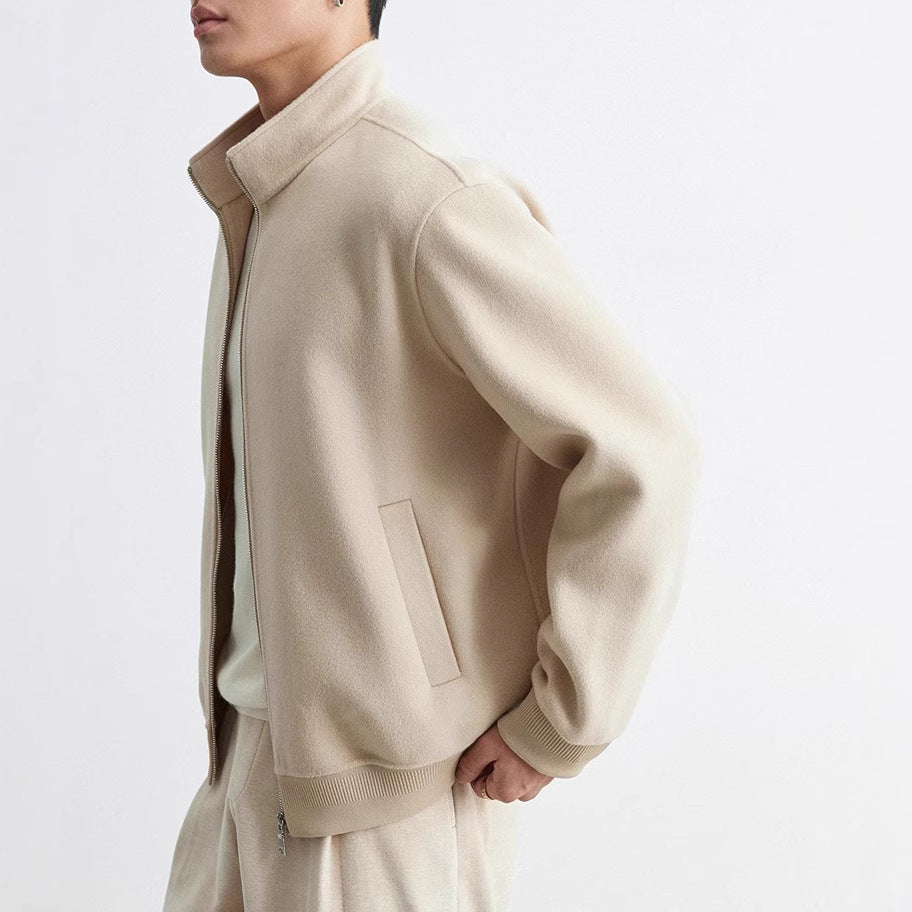 Herren Reißverschluss-Wollblouson mit Stehkragen Nord Taschen