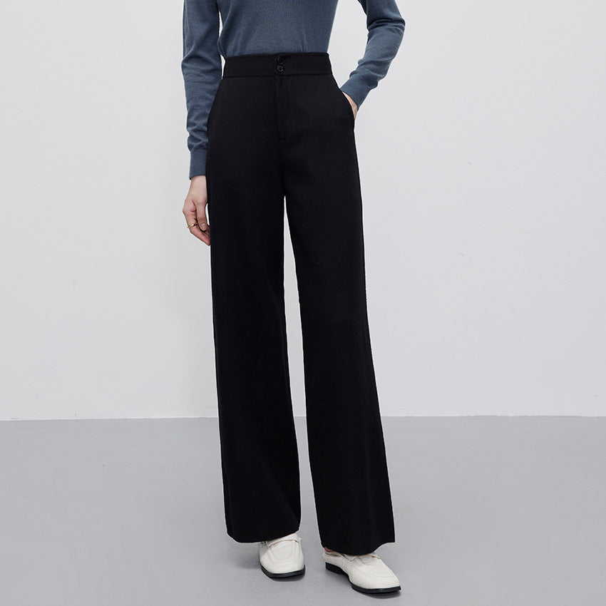 Damen Hochtaillierte Wollmix-Palazzohose mit geradem Fall und verdecktem Hakenverschluss Nord Taschen