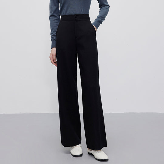 Damen Hochtaillierte Wollmix-Palazzohose mit geradem Fall und verdecktem Hakenverschluss Nord Taschen