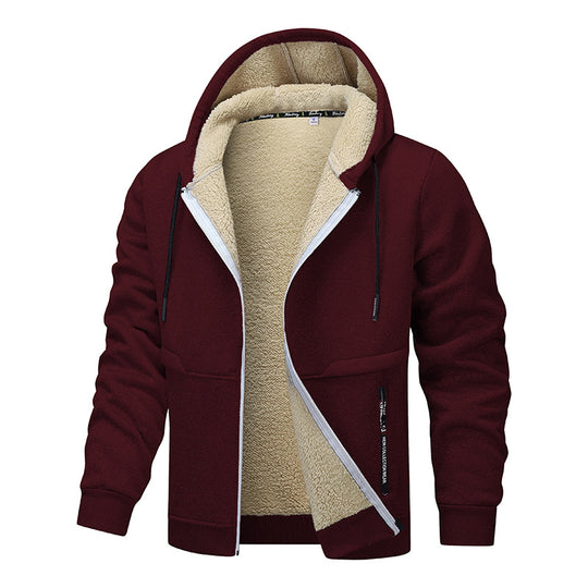 Herren Gefütterte Kapuzenjacke mit Teddyfutter, durchgehendem Reißverschluss und Eingriffstaschen Nord Taschen
