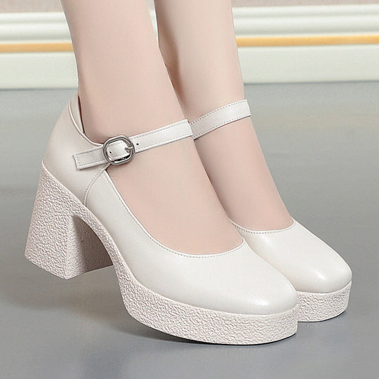 Damen Trendige Plateau-Mary Jane Schuhe mit elegantem Riemen Nord Taschen