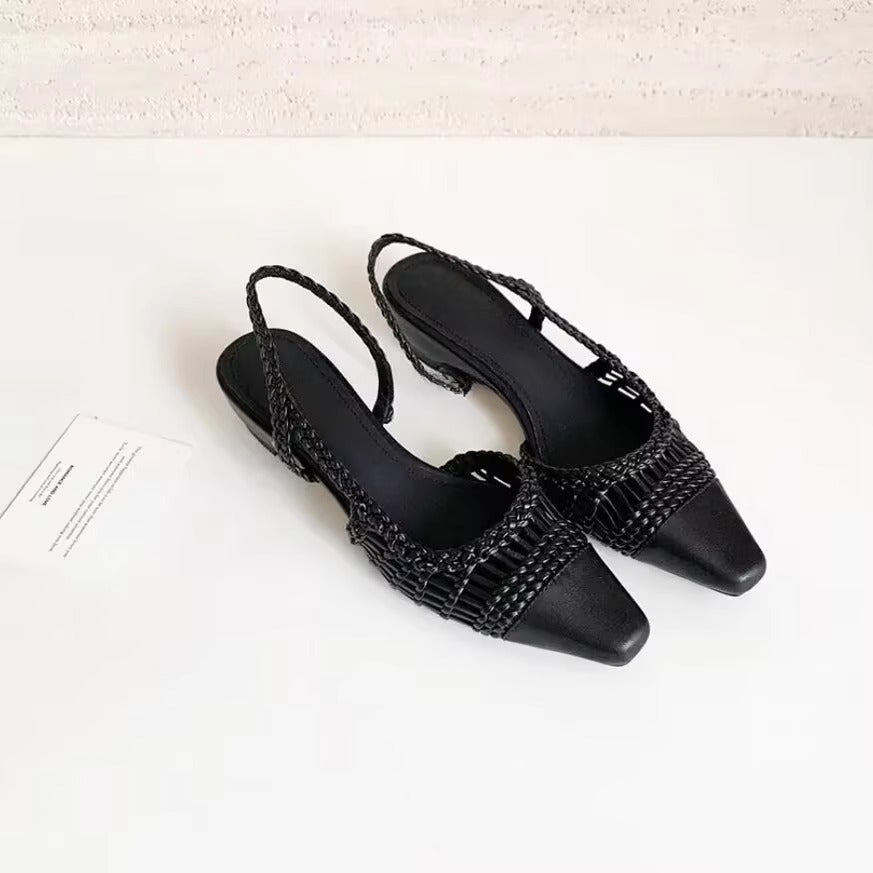 Damen Slingback-Pumps mit modischem Flecht-Design und elegantem Spitzenzeh