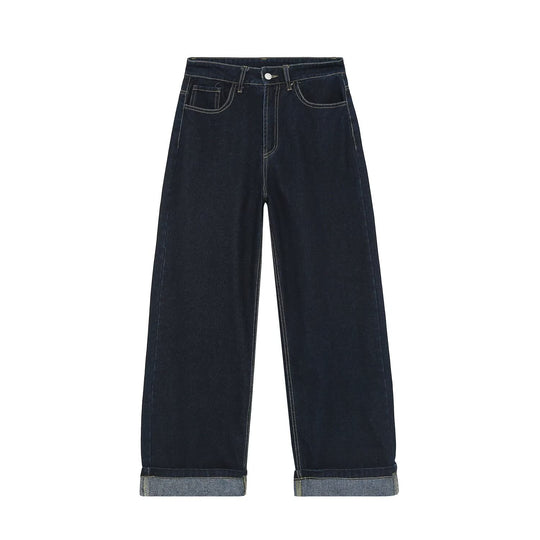 Damen Highwaist Wide‑Leg‑Jeans mit weitem Bein und Umschlagsaum Nord Taschen