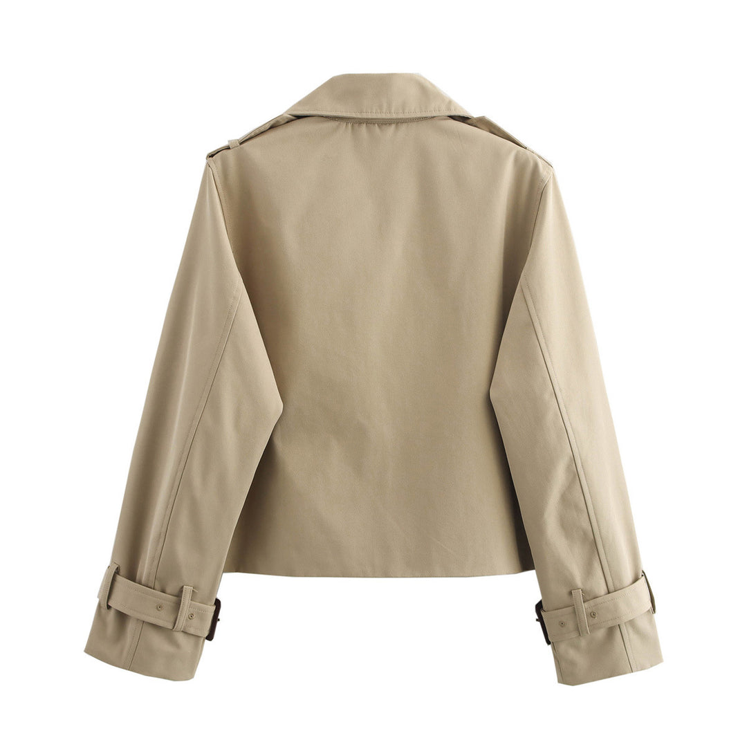 Damen Cropped-Trenchjacke im Boxy‑Schnitt mit Doppelreiher und Manschettenriemen Nord Taschen