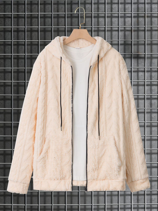 Herren kuschelige Kapuzenjacke aus Teddyfleece mit durchgehendem Reißverschluss und Kängurutaschen Nord Taschen