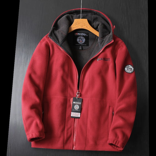 Damen Kapuzen-Fleecejacke mit Teddyfutter und durchgehendem Reißverschluss Nord Taschen