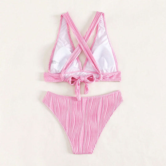 Damen Triangel-Bikini mit hoher Taille und modernem Rüschendesign Nord Taschen