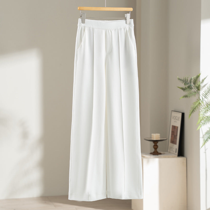 Damen Weite Palazzo-Hose aus Ponte-Jersey mit elastischem Komfortbund und Bügelfalte Nord Taschen