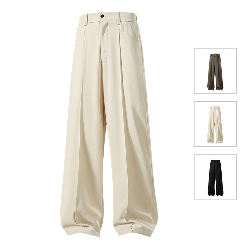 Herren Weite Crêpe‑Hose mit Bundfalte und gerader Bügelfalte Nord Taschen