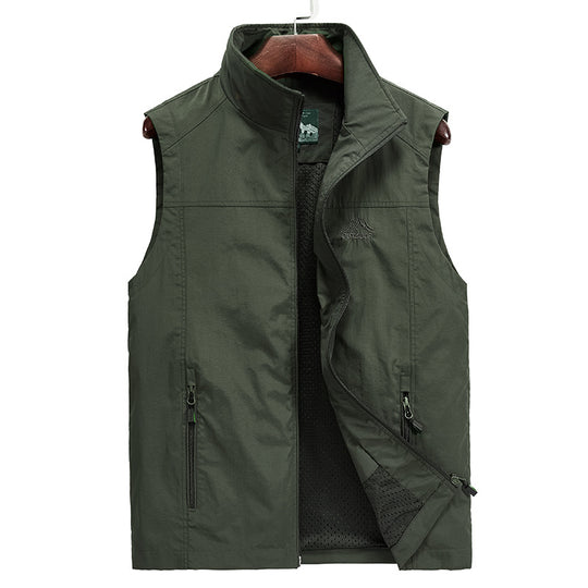 Herren Leichte atmungsaktive Outdoor-Utility-Weste mit Stehkragen, Reißverschlusstaschen und Mesh-Innenfutter Nord Taschen
