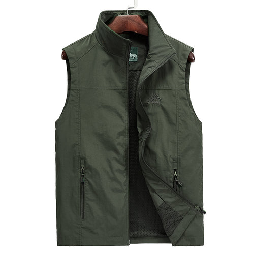 Herren Leichte atmungsaktive Outdoor-Utility-Weste mit Stehkragen, Reißverschlusstaschen und Mesh-Innenfutter Nord Taschen