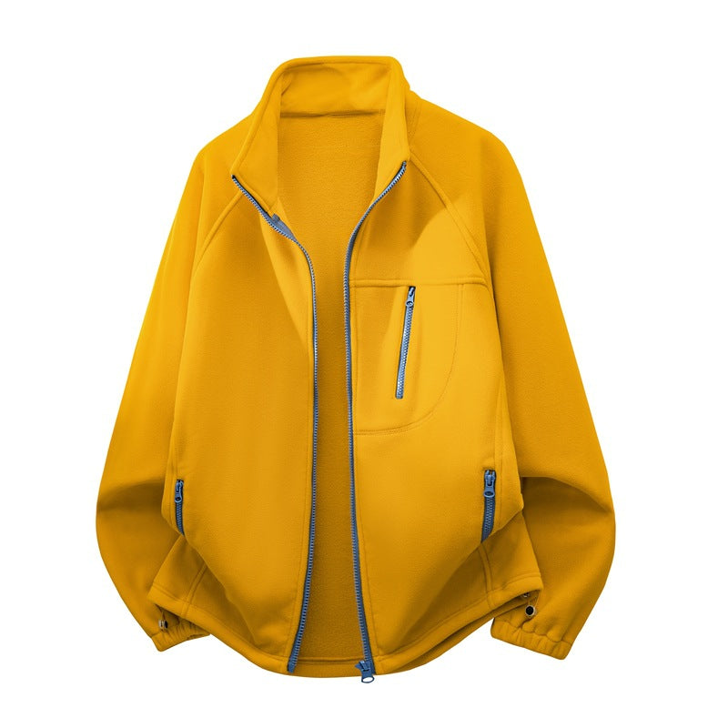 Unisex Leichte Fleecejacke mit Stehkragen, Raglanärmeln und multiplen Reißverschlusstaschen Nord Taschen