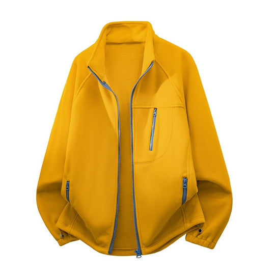 Unisex Leichte Fleecejacke mit Stehkragen, Raglanärmeln und multiplen Reißverschlusstaschen Nord Taschen