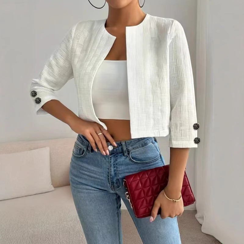 Damen Strukturierte Kurzjacke mit eleganten Knöpfen