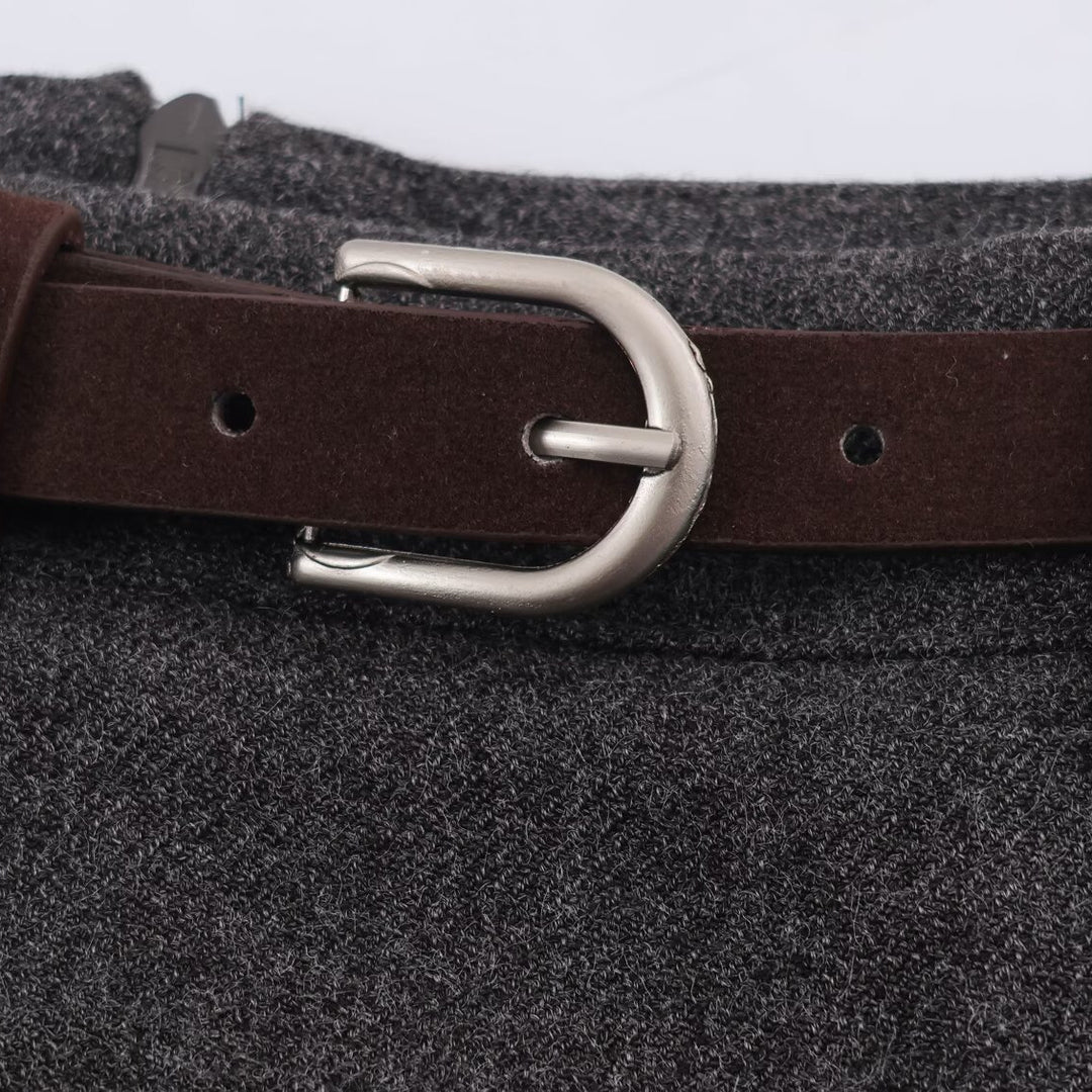 Damen Midirock im A-Linien-Cut mit doppelreihiger Knopfleiste und Taillengürtel Nord Taschen