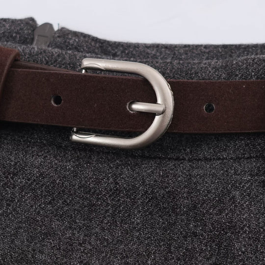 Damen Midirock im A-Linien-Cut mit doppelreihiger Knopfleiste und Taillengürtel Nord Taschen