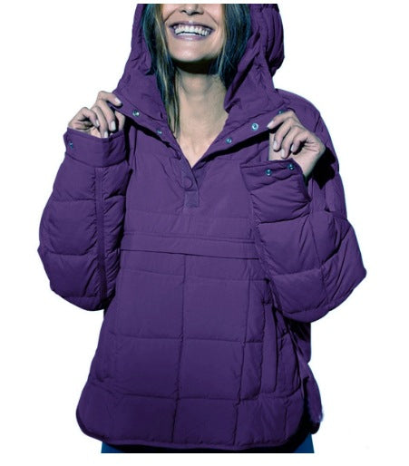 Damen Gefütterter Stepp-Anorak-Pullover mit Kapuze Nord Taschen