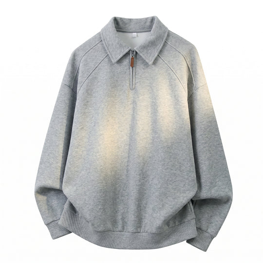 Unisex Relaxed-Sweatshirt im Polo-Look mit Polo‑Kragen, kurzem Reißverschluss und Raglanärmeln Nord Taschen