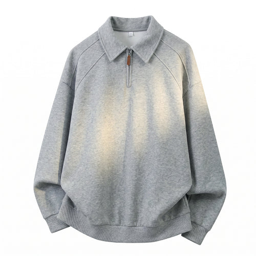 Unisex Relaxed-Sweatshirt im Polo-Look mit Polo‑Kragen, kurzem Reißverschluss und Raglanärmeln Nord Taschen