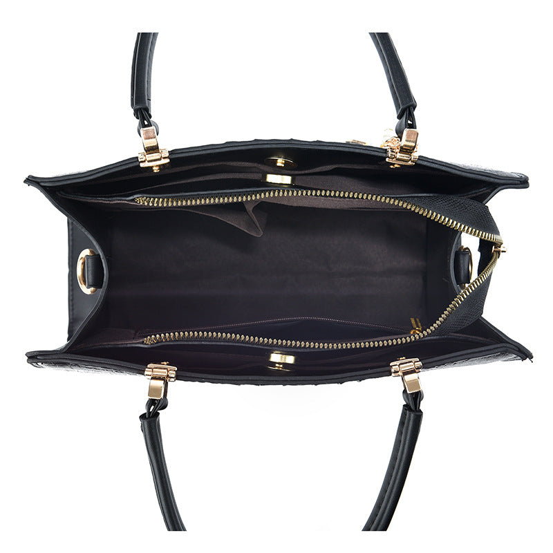 Damen Handtasche mit edler Krokodilprägung und abnehmbarer Clutch Nord Taschen