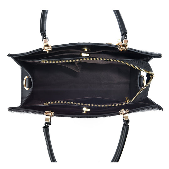 Damen Handtasche mit edler Krokodilprägung und abnehmbarer Clutch Nord Taschen