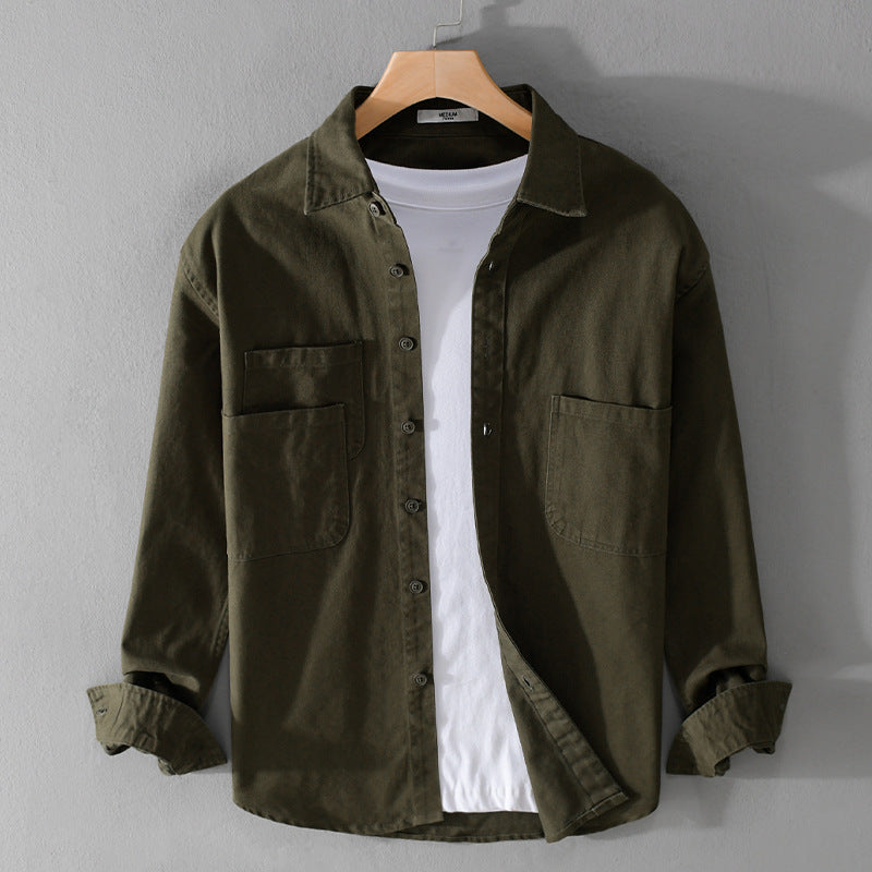 Herren Utility-Overshirt aus Baumwoll-Twill mit doppelten Brusttaschen und legerem Schnitt Nord Taschen