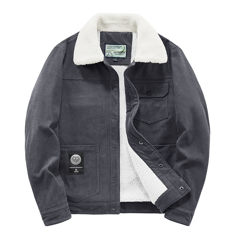 Herren Lässige Cordjacke mit hochwertigem Teddyfutter Nord Taschen