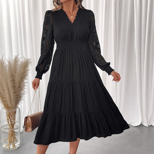 Damen Elegantes Maxikleid mit Spitzendetails Nord Taschen