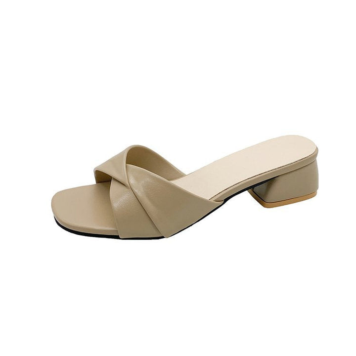 Damen elegante Mules mit gekreuzten Riemen und Blockabsatz
