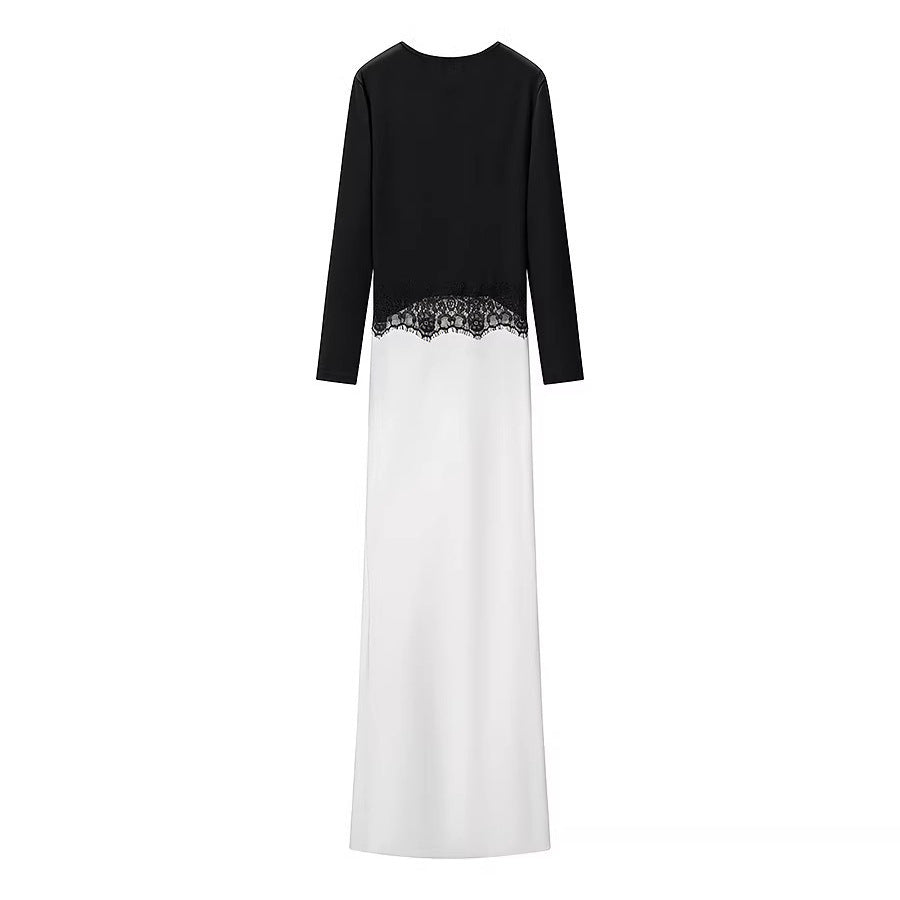 Damen Maxikleid mit Spitzeneinsatz, geraffter Vorderpartie und fließender Saum Nord Taschen