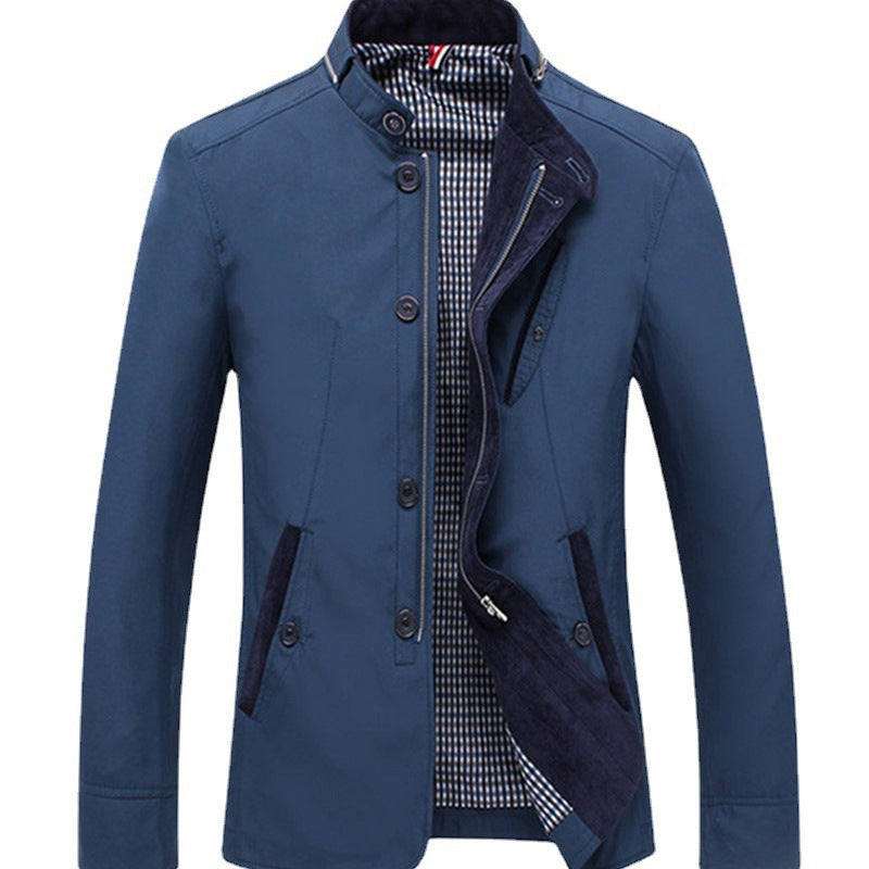 Herren leichtes Canvas‑Fieldblouson mit Stehkragen und kombinierter Zipper‑Knopffront Nord Taschen