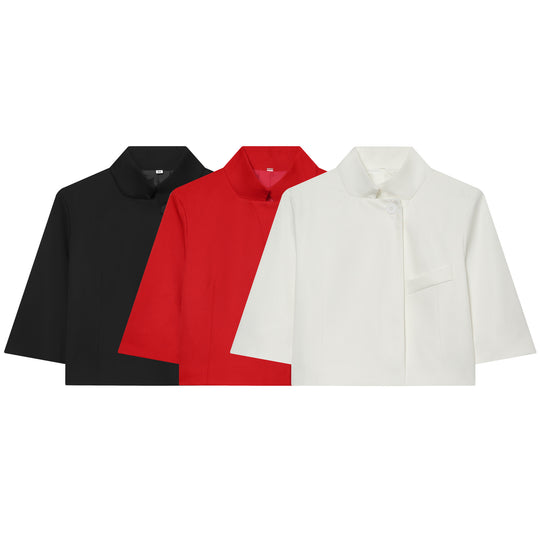 Damen 40+ kurzes Cape‑Blouson mit Stehkragen und Zierknopf Nord Taschen