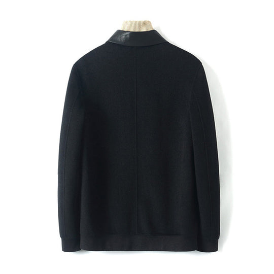 Herren Reißverschluss-Wollmix-Jacke mit Lederkragen und schlanker Silhouette Nord Taschen