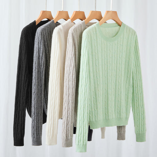 Damen Kuscheliger Zopfstrick-Pullover aus Feinstrick mit Rundhalsausschnitt Nord Taschen