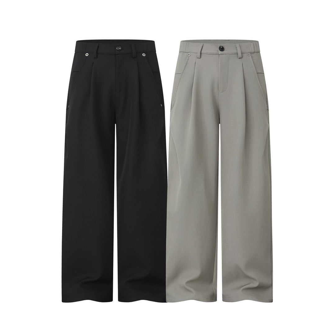 Damen Weite Bundfalten-Hose mit hohem Bund und weitem Bein Nord Taschen