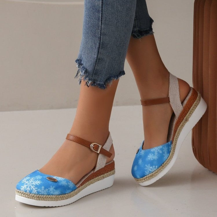 Damen Wedge-Sandalen mit geflochtenem Riemendesign und komfortablem Fußbett