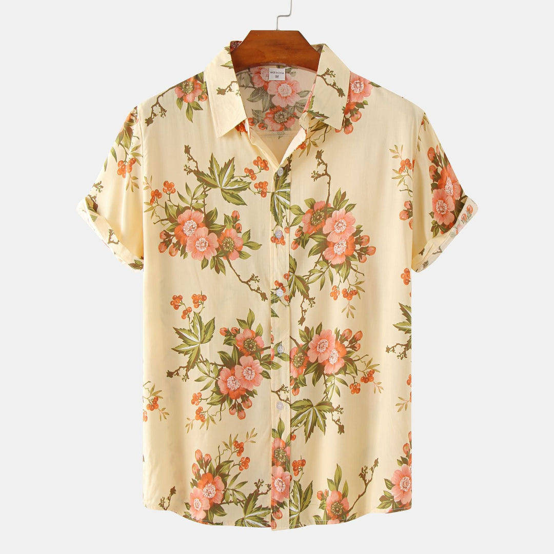 Floral kurzärmeliges Blumenhemd Männer