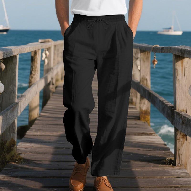 Herren bequeme Strandhose mit elastischem Bund und verstellbarem Kordelzug