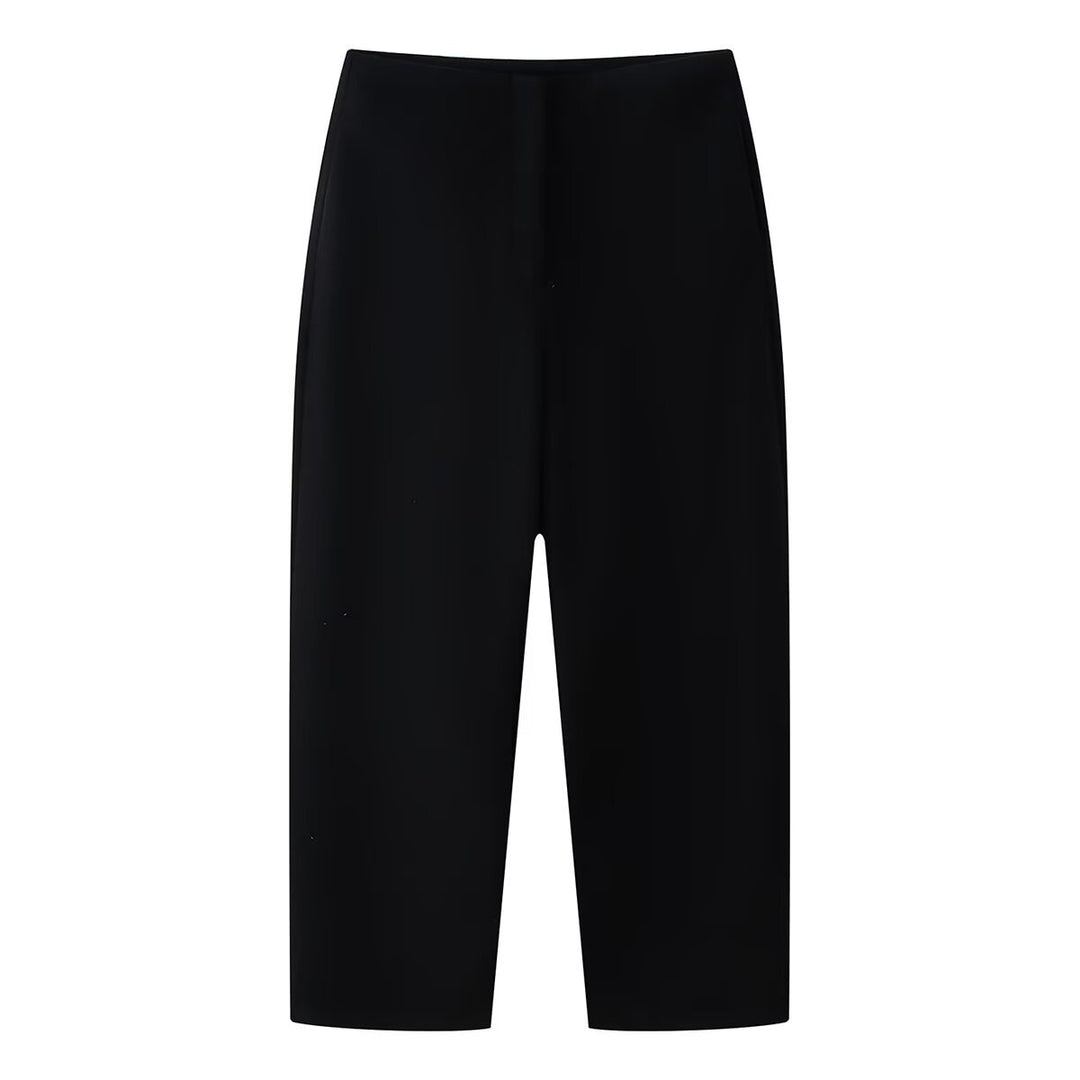 Damen Weite Cropped-Hose mit hoher Taille und elastischem Bund Nord Taschen